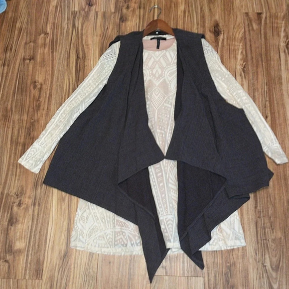 Eskandar women’s medium vest fly away wool solid basic neutral grey green - Picture 1 of 8